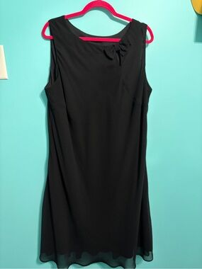Classic Black Sleeveless chiffon Shift Dress pullover no zips